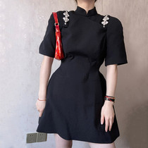 Hepburn style Cheongsam womens summer dress high-end sense of small dress design sense niche summer temperament small skirt