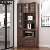 Hanyuan Nordic deep walnut color sideboard multifunctional oven microwave oven integrated cabinet cupboard custom small apartment