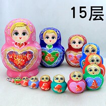 Russian features 15-layer set of baby basswood painted doll travel commemorative holiday gift toys