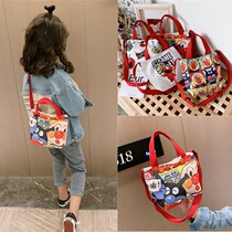 2021 spring and summer new baby tide children canvas bag girls messenger bag fashion Korean cartoon shoulder bag