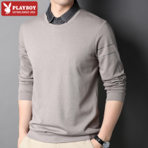 Playboy fake two long sleeve T-shirt men 2021 New shirt fake collar middle-aged dad spring autumn clothes