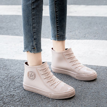 Rain shoes womens summer rubber shoes fashion style outside junior high school students wear-resistant anti-skid water boots beautiful water shoes