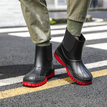 Rain shoes mens Japanese and Korean series New Fashion mens rain boots non-slip waterproof short tube water shoes warm and wear-resistant boys rain shoes