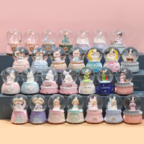 Music crystal ball girl childrens birthday gift snow Music Box rotating glass ball music box night light ornaments