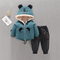 Baby childrens cotton suit 2021 New Baby cartoon cotton padded jacket boys plus velvet padded cotton jacket foreign style coat