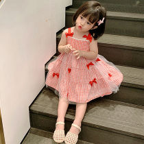 Childrens dress 2021 new summer dress cute princess dress pure cotton vest dress female baby childrens clothing net red tide
