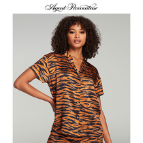 Year of the Tiger limited TIGER shirt AgentProvocateur silk tiger striped short-sleeved top Spring Summer AP pajamas