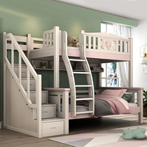 LHABC Log childrens furniture Childrens room Bunk bed ladder boy girl bed widened teen bed