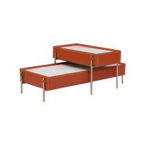 Kus modern light extravagant size round tea table small family type minimalist creative horse leather tea table living room designer furniture