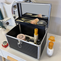 Portable home travel mirror makeup box large-capacity nail embroidery makeup belt lock storage box makeup box