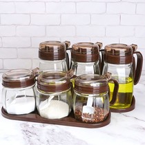 Glass seasoning box seasoning jar combination set household oil pot soy sauce bottle vinegar bottle vinaigrette bottle salt Jar Kitchen Supplies