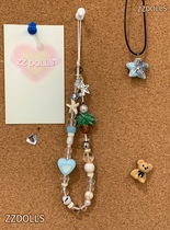 Original coconut tree ceramic summer mobile phone chain starfish shell system blue and white beads