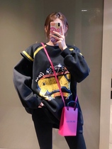 Pregnant womens clothes in the long autumn out loose 200kg fat MM plus fat increase fashion cartoon long sleeve top