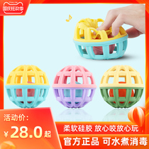Baby Sensory Picking Hole Toys Educational Soft Glue Hand Grab 3-6-12 Months Baby Cave Ball Silicone Bells