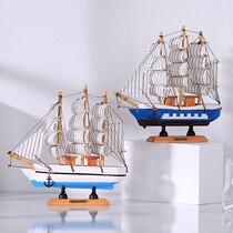 Creative Mediterranean wooden sailing boat model smooth sailing home room decorations wine cabinet bar decoration