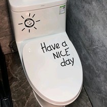 Toilet sticker toilet lid decoration creative personality ins Nordic style text bathroom waterproof sticker self-adhesive