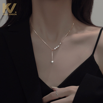 Pearl necklace Womens summer light luxury niche design sense pendant simple and versatile fashion sterling silver clavicle chain does not fade