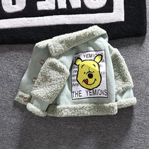 Baby foreign style fur one coat 2021 new boys and girls foreign style autumn winter clothes children plus velvet padded jacket