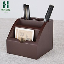 New wooden business card holder business card shelf table desktop business card holder card storage box office belt pen holder customization