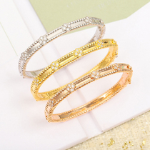 European and American fashion sterling silver with diamond narrow version kaleidoscope bracelet plated 18K rose gold V gold flower bracelet light luxury jewelry