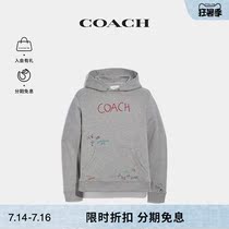 (Summer exclusive 50% off) (star with the same)COACH Coach hand-drawn pattern hooded sweatshirt for men