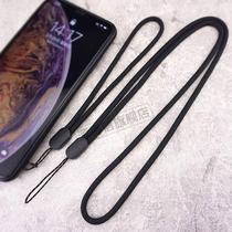 Mobile phone case that can be hung around the neck black nylon wrist rope key rope universal wear hand clear