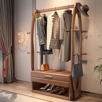 Multifunctional solid wood coat rack new Chinese style simple bedroom floor-to-ceiling with drawer multi-function storage drying rack