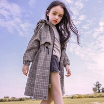 Girlswindshirt long 2022 autumn new panel coat children Han Yang Yang Spring and Autumn Costume girls clothing