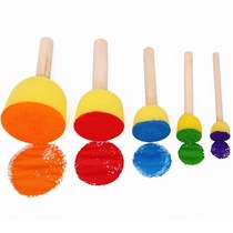 Sponge stick painting gouache sponge stick round wooden handle extension EVA sponge brush children diy Meilao coloring