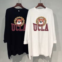 Pure Cotton Mill Hairy Korean Version Fashion Spring Autumn Gestation Woman Dress New Undershirt Relaxation Medium Long Sleeves Pregnant Woman T-Shirt Tide