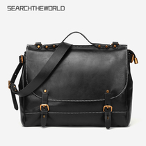 Leather Shoulder Bag Mens Tanning Head Cowhide Bridges Business Cambridge Bag Vintage Handmade shoulder bag Large Capacity