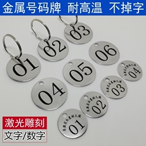 ~Catering queuing round stainless steel digital metal cup number plate logo card custom team activity hand