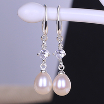 Natural Pearl 925 sterling silver earrings female freshwater pearl earrings Net red 2021 New Tide temperament long earrings