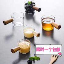 Creative Mini Milk Cup Acacia wooden handle small milk bottle cute glass seasoning small dish multi-function dipped dish
