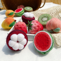 Wool felt poke diy material bag fruit couple pendant keychain jewelry gift strawberry watermelon peach