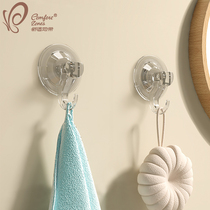Strong suction hook bathroom vacuum repeated adsorption free punch kitchen incorporated glass indentation towel hook