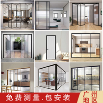 Customized narrow side sliding door living room balcony kitchen toilet hanging rail door glass partition aluminum magnesium alloy folding door