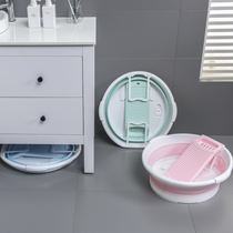 Folding laundry basin with washboard home thickened plastic enlarged extra large student dormitory baby washing basin