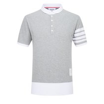 THOM BROWNE summer short-sleeved T-shirt Mens AND womens POLO shirt Pearl cotton TB four-bar business casual lapel T-shirt