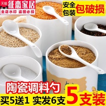 Seasoning spoon seasoning spoon coffee spoon mixing spoon stick ceramic household long handle small spoon jar salt chili kitchen baby