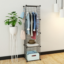Coat rack drying rack indoor floor bedroom hanging clothes rack wrought iron household multi-assembly corner rack