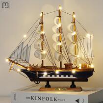 Sailing Model Swing Piece One Sail Smooth Boat Model Living Room Small Wooden Boat Xuanguan Wine Cabinet TV Cabinet Bookcase Furnishing Presents