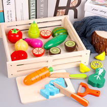 Childrens fruits and vegetables Chile toys magnetic wood cut vegetables fruit boys and girls kitchen set