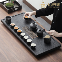Natural whole black gold stone tea tray Stone tray household simple fire stone tea table Black gold stone tea sea tray customization