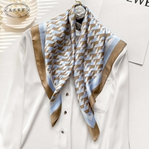 New color matching geometric figure silk scarf headband small square scarf womens spring and autumn thin scarf Korean suit scarf tide