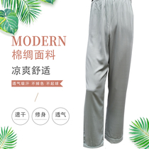 Mulberry silk pants adult anti mosquito pants cotton Thai flower pants mens bloomers loose thin cotton silk middle-aged and elderly