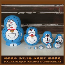 Set baby Doraemon 10-layer cartoon cute basswood painted childrens birthday gift creative Russian set baby