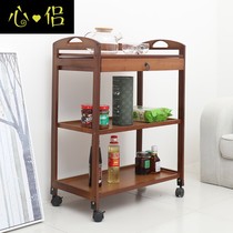 Nanzhu mobile dining cart cart hot pot shelf kitchen boutique beauty salon hotel tea solid wood three layer New