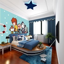 Three-dimensional mural background wall Wukong three-dimensional cartoon childrens room boys and girls bedroom wallpaper big Saint return to the West