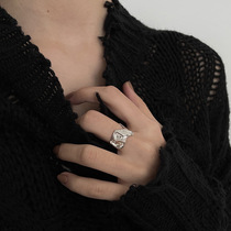 S925 silver geometric irregular ring female retro Korean temperament fashion concave and convex opening ring index finger ring